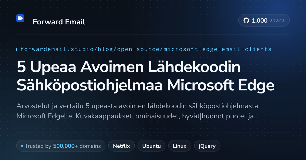 5 Upeaa Avoimen Lähdekoodin Sähköpostiohjelmaa Microsoft Edge 2026