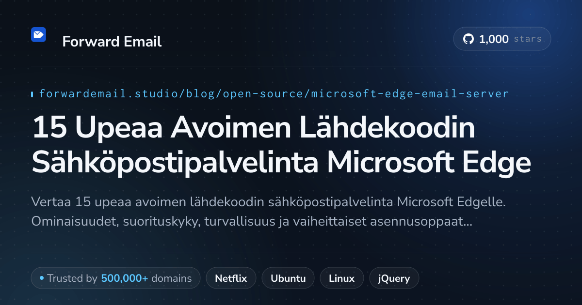 15 Upeaa Avoimen Lähdekoodin Sähköpostipalvelinta Microsoft Edge 2026