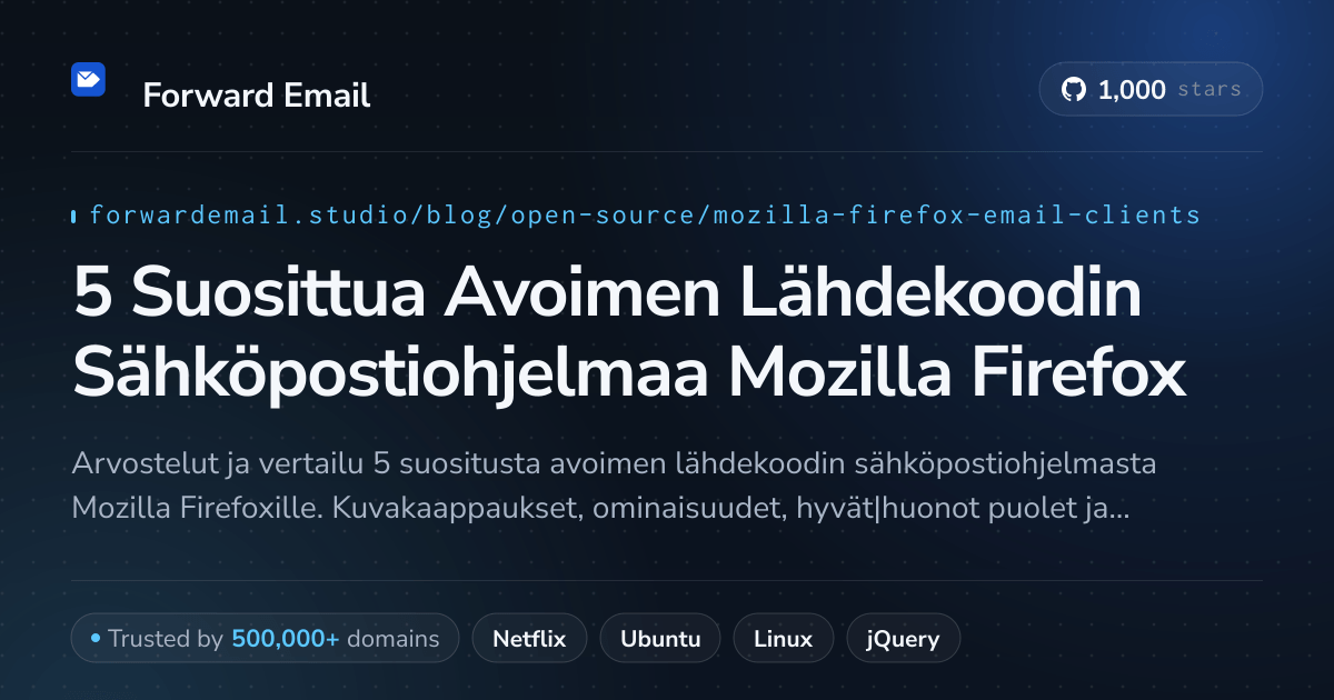 5 Suosittua Avoimen Lähdekoodin Sähköpostiohjelmaa Mozilla Firefox 2026