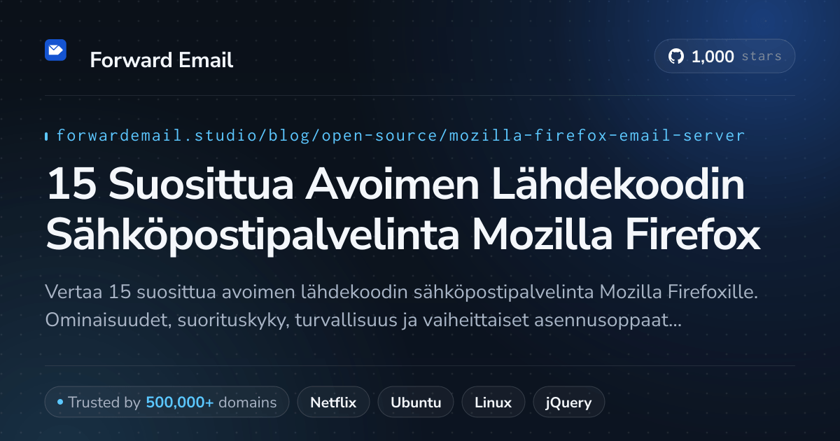 15 Suosittua Avoimen Lähdekoodin Sähköpostipalvelinta Mozilla Firefox 2026
