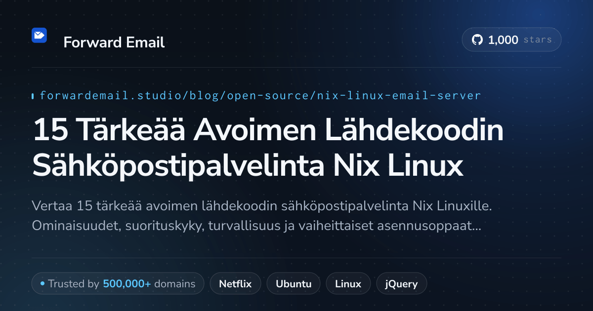 15 Tärkeää Avoimen Lähdekoodin Sähköpostipalvelinta Nix Linux 2026