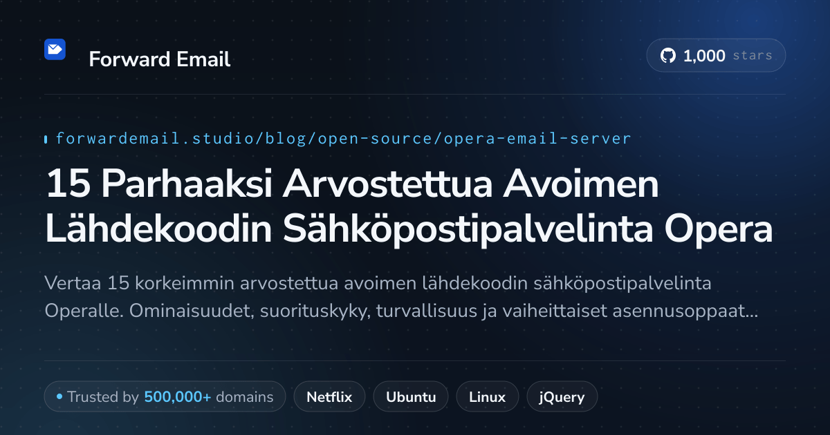 15 Parhaaksi Arvostettua Avoimen Lähdekoodin Sähköpostipalvelinta Opera 2026
