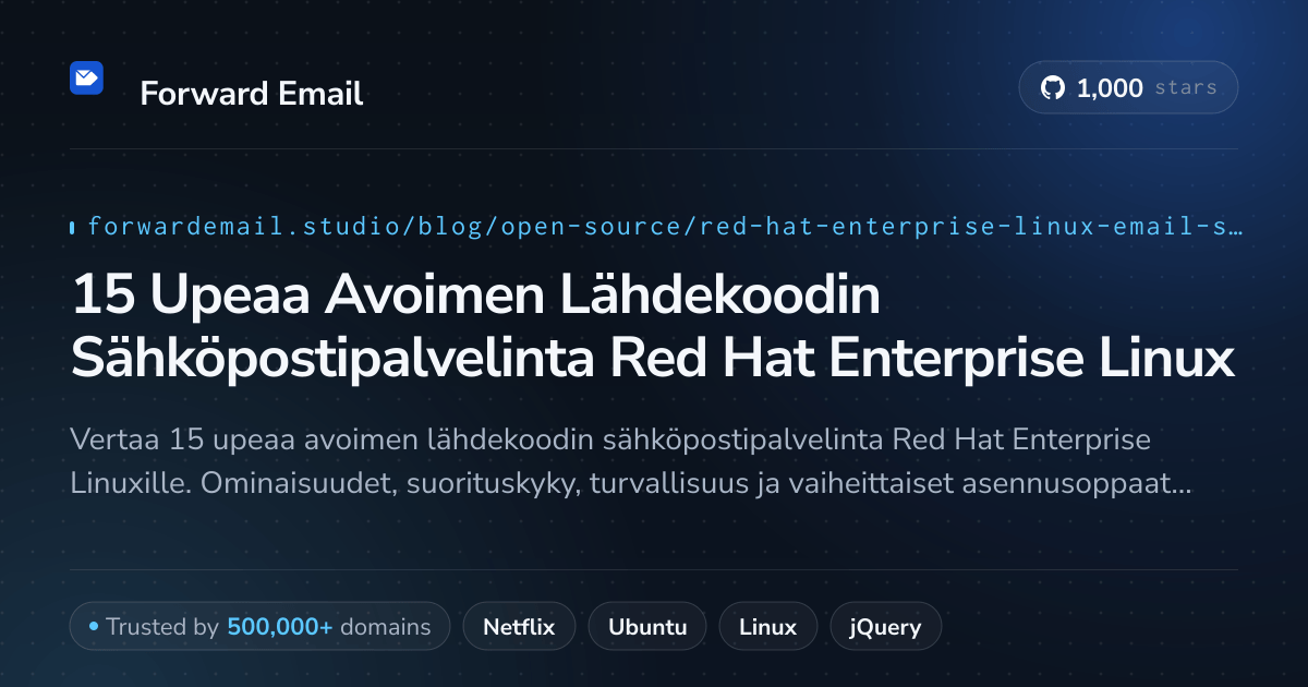 15 Upeaa Avoimen Lähdekoodin Sähköpostipalvelinta Red Hat Enterprise Linux 2026
