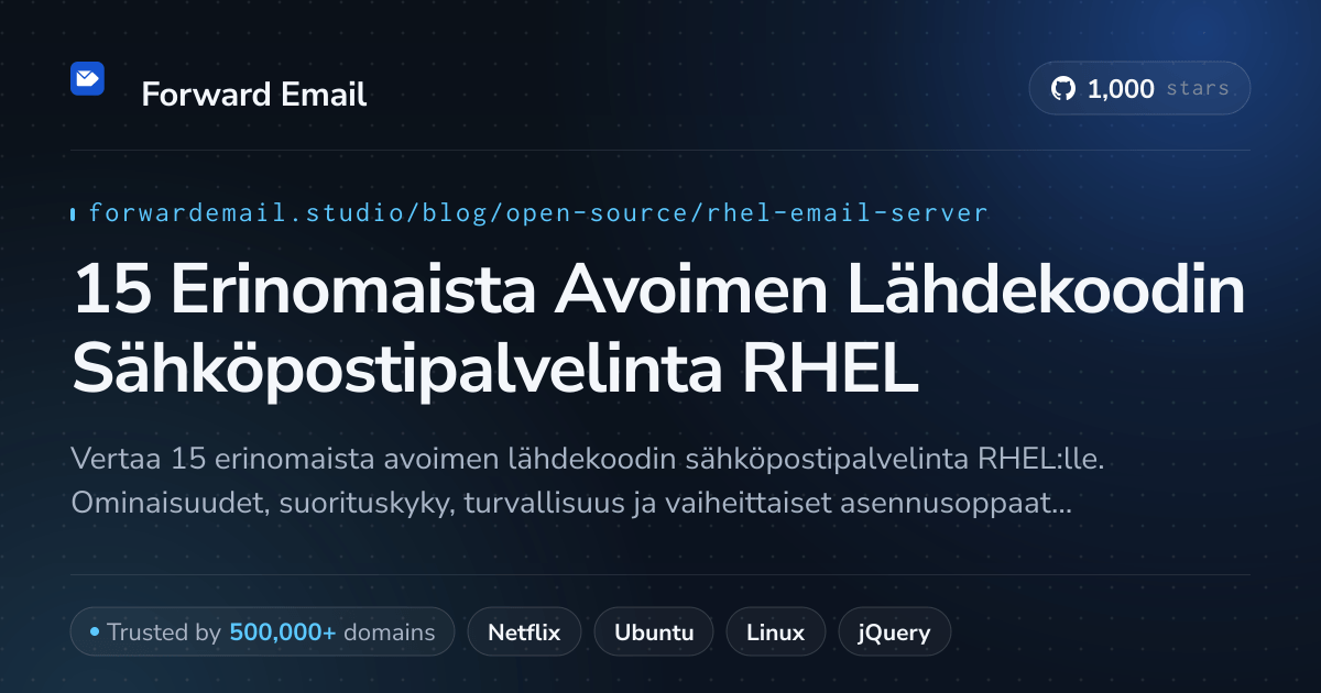 15 Erinomaista Avoimen Lähdekoodin Sähköpostipalvelinta RHEL 2026