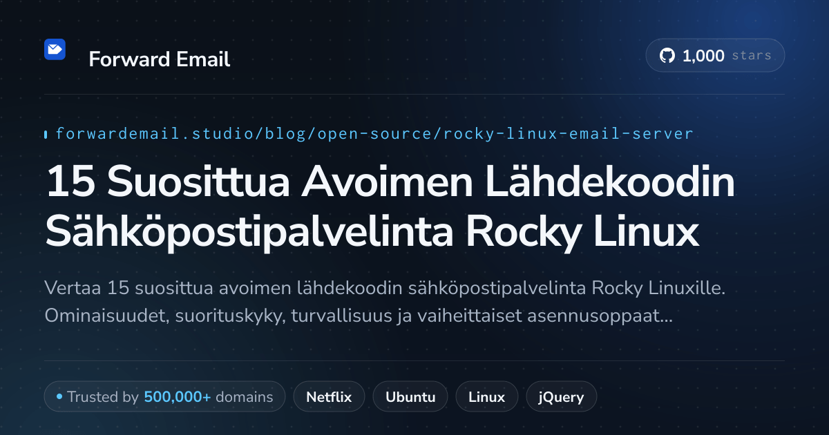 15 Suosittua Avoimen Lähdekoodin Sähköpostipalvelinta Rocky Linux 2026