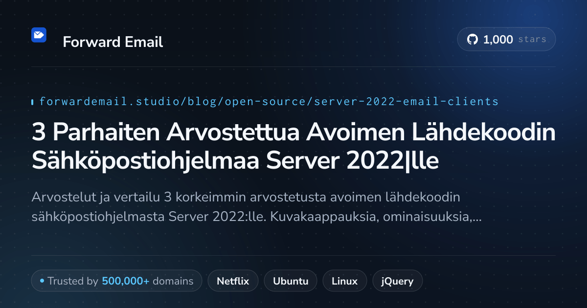 3 Parhaiten Arvostettua Avoimen Lähdekoodin Sähköpostiohjelmaa Server 2022|lle 2026