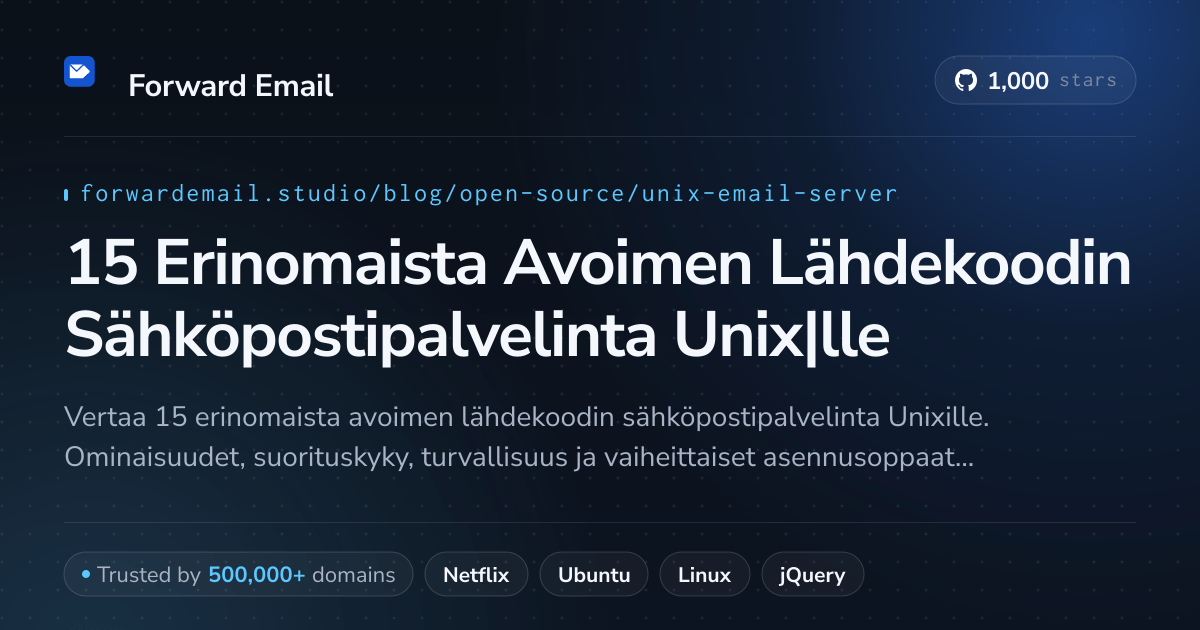 15 Erinomaista Avoimen Lähdekoodin Sähköpostipalvelinta Unix|lle 2026