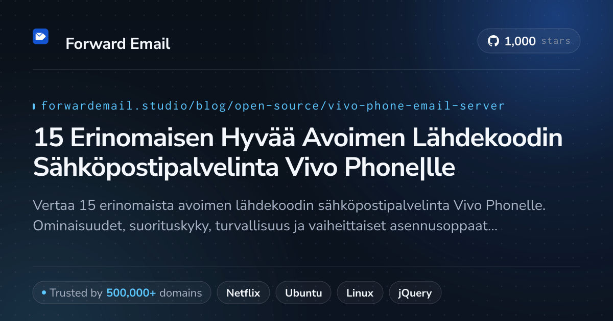 15 Erinomaisen Hyvää Avoimen Lähdekoodin Sähköpostipalvelinta Vivo Phone|lle 2026