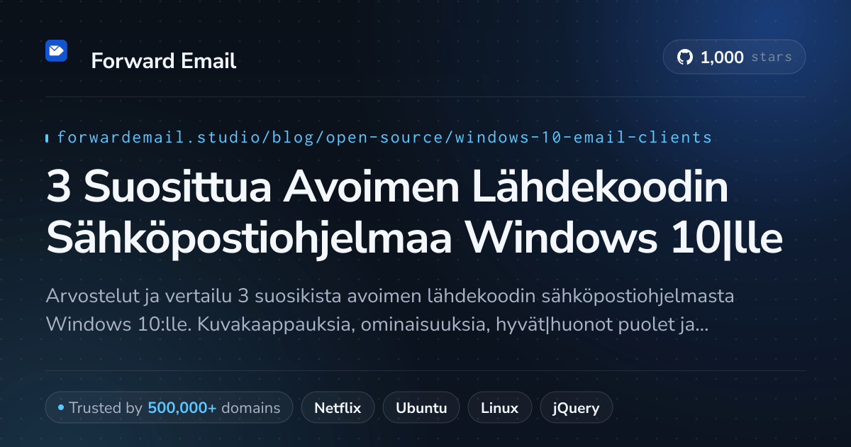 3 Suosittua Avoimen Lähdekoodin Sähköpostiohjelmaa Windows 10|lle 2026