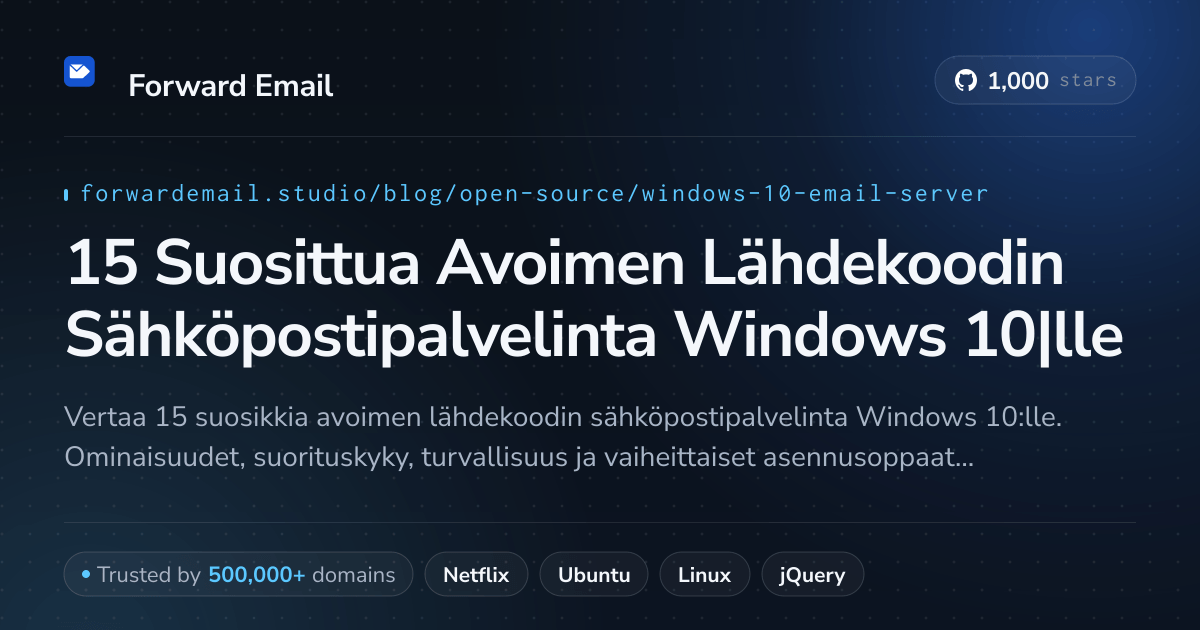 15 Suosittua Avoimen Lähdekoodin Sähköpostipalvelinta Windows 10|lle 2026