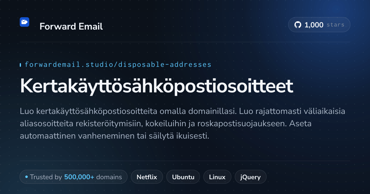 Kertakäyttösähköpostiosoitteet - Väliaikaiset aliasosoitteet omille domaineille
