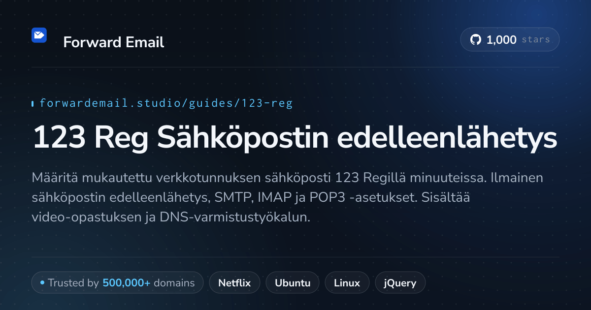 Sähköpostin määrittäminen 123 Reg