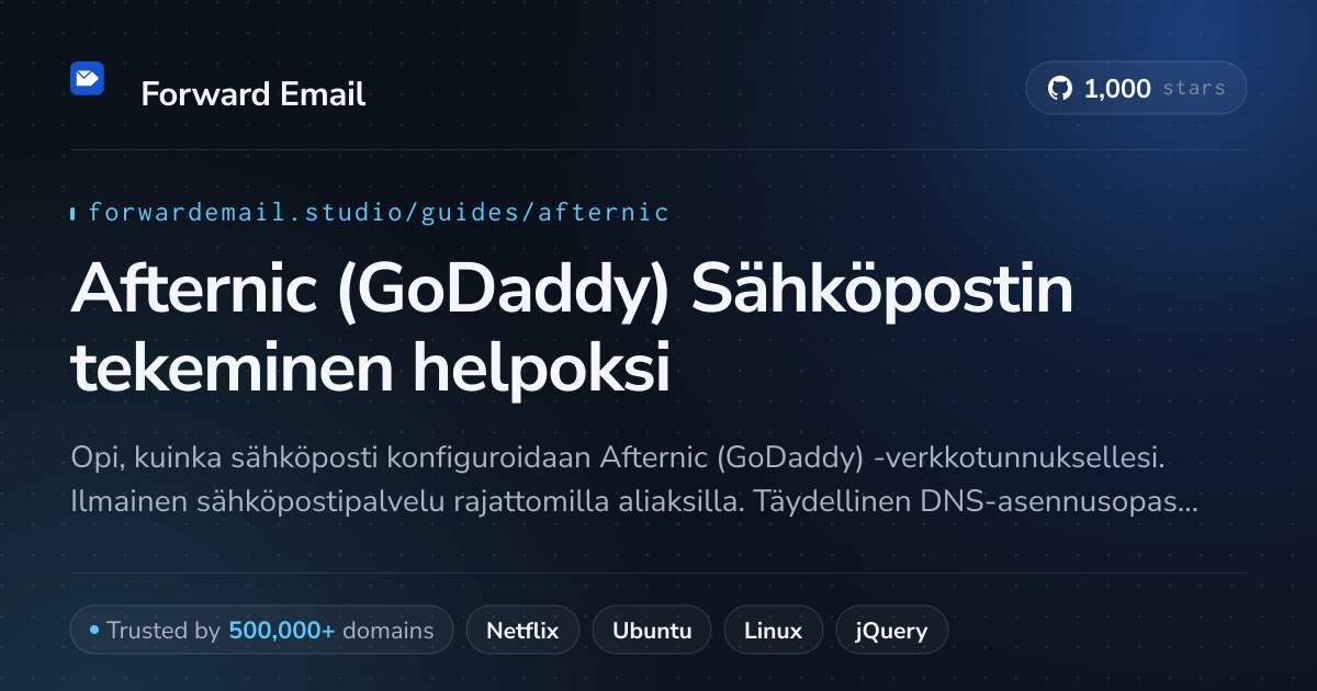 Sähköpostin määrittäminen Afternic (GoDaddy)