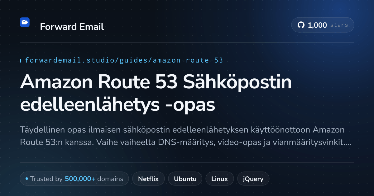 Sähköpostin määrittäminen Amazon Route 53