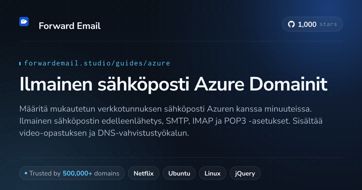 Sähköpostin määrittäminen Azure