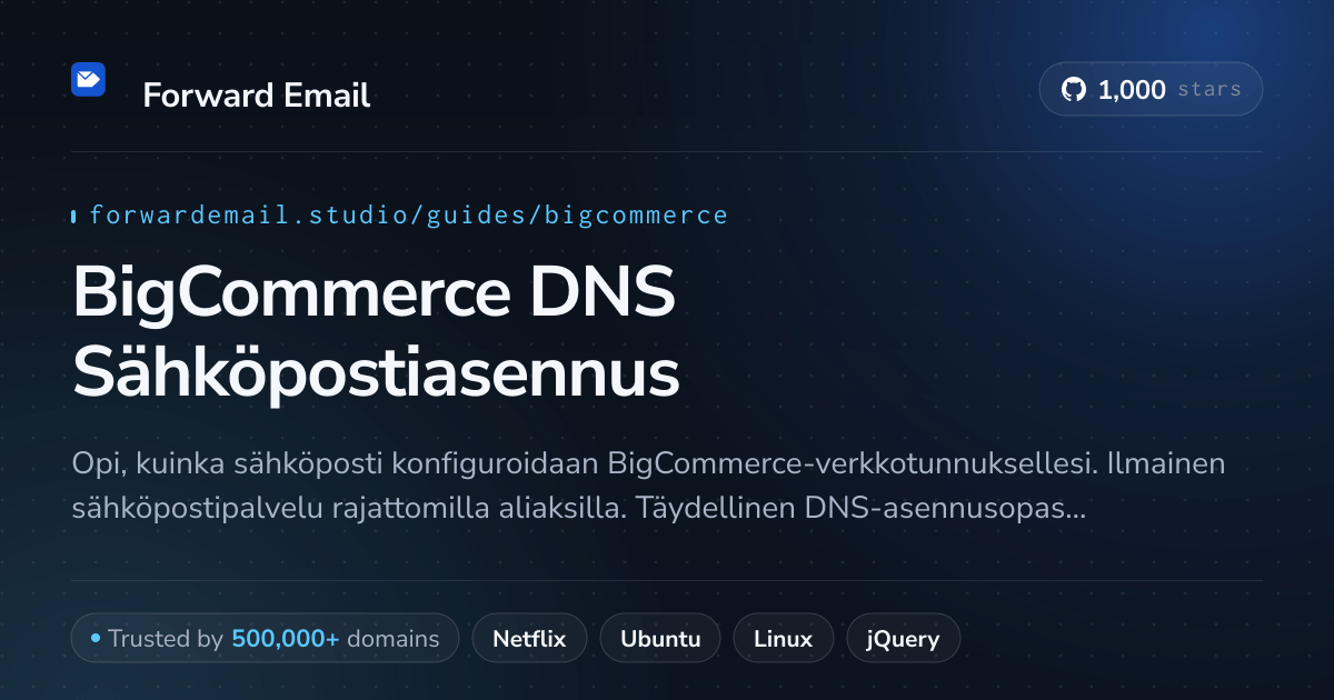 Sähköpostin määrittäminen BigCommerce
