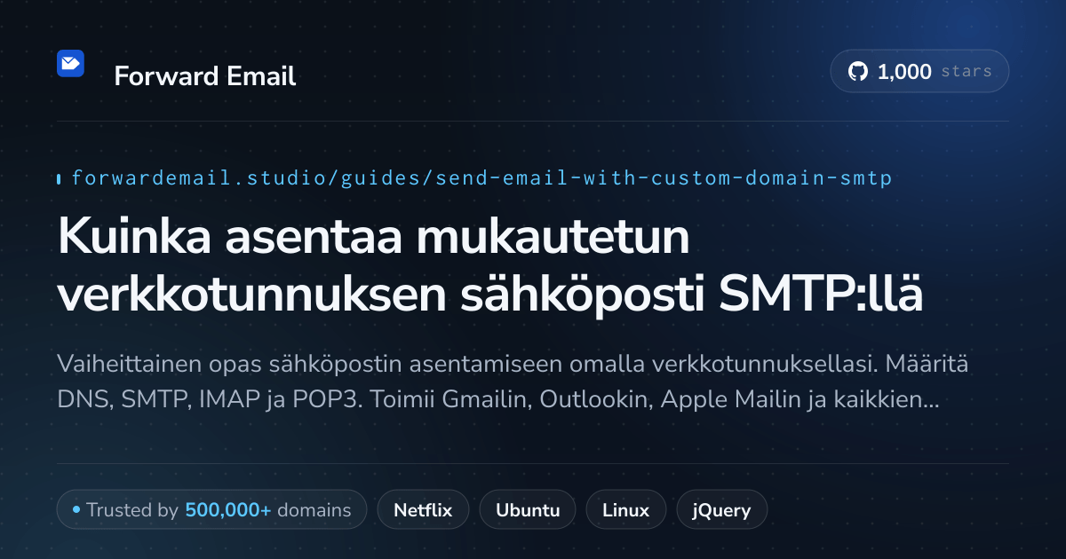 Sähköpostin määrittäminen Send Email with Custom Domain
