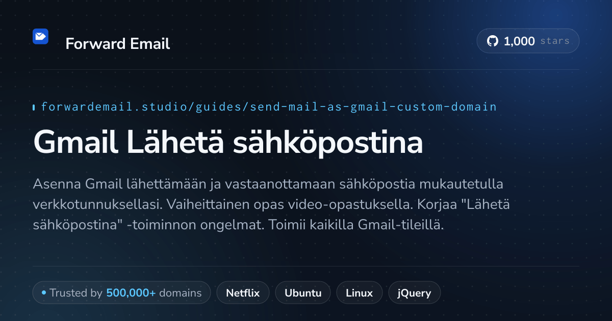 Sähköpostin määrittäminen Send Mail As with Gmail