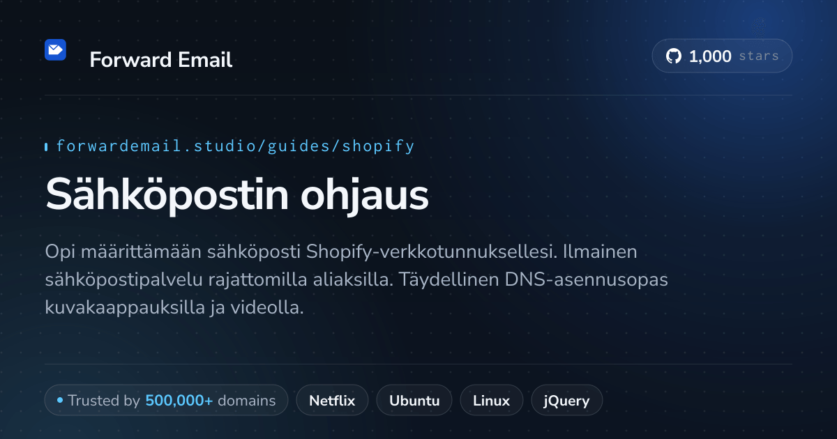 Sähköpostin määrittäminen Shopify