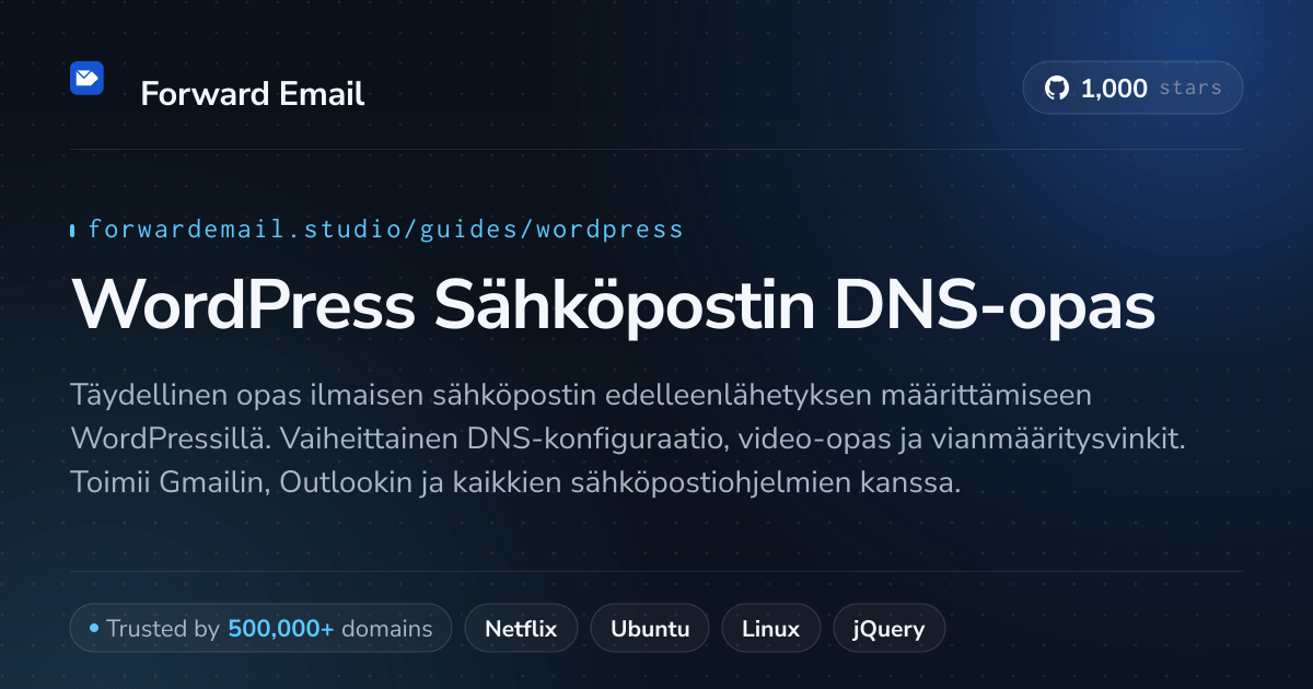 Sähköpostin määrittäminen WordPress