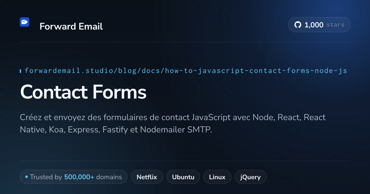 Formulaires de contact JavaScript Node.js