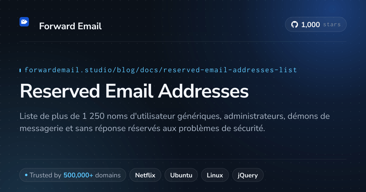Adresses e-mail réservées