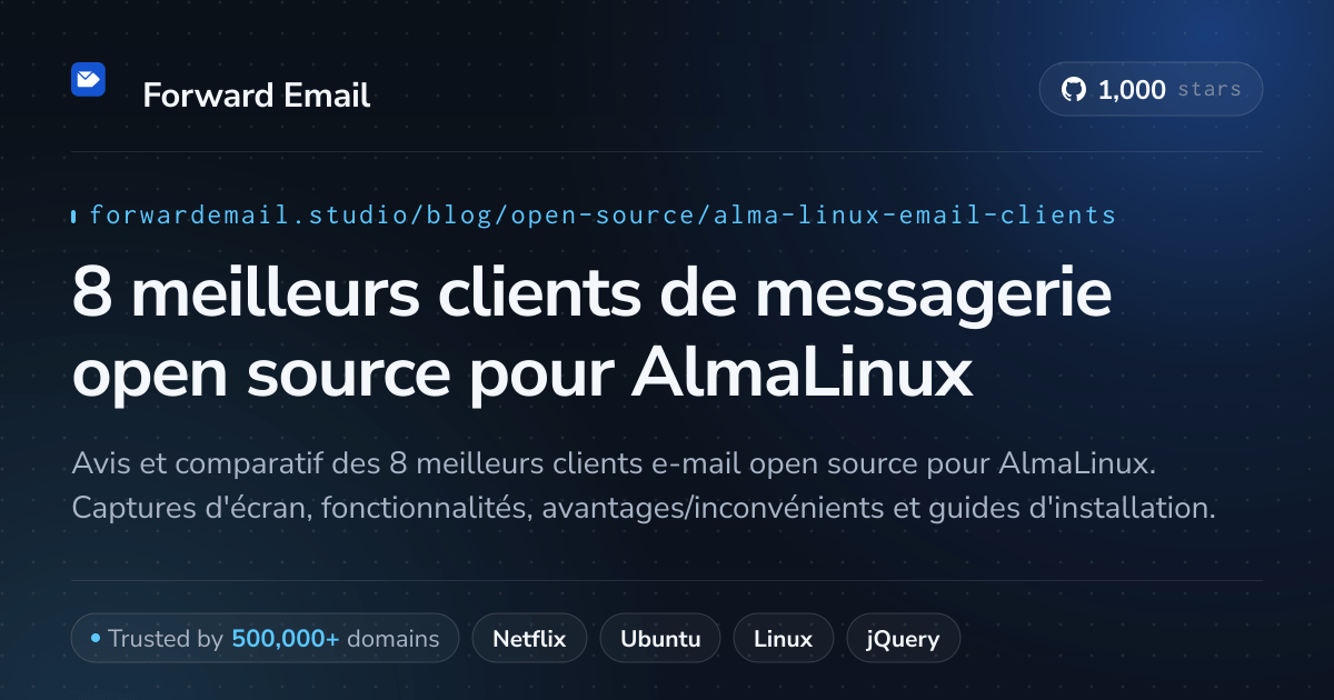 8 meilleurs clients de messagerie open source pour AlmaLinux 2026