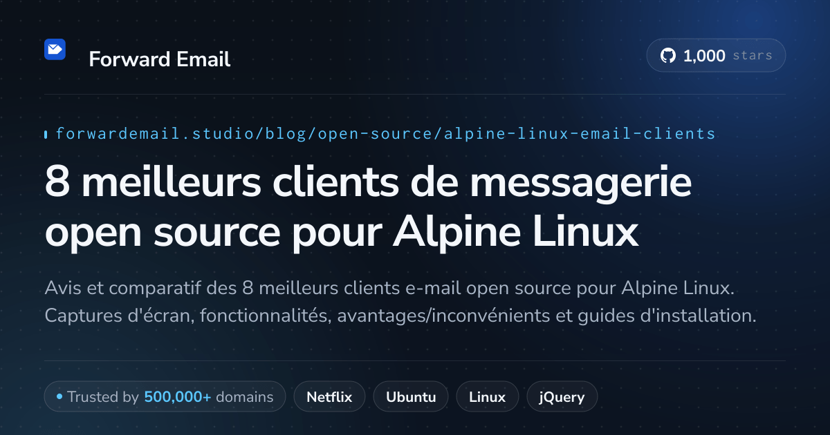 8 meilleurs clients de messagerie open source pour Alpine Linux 2026