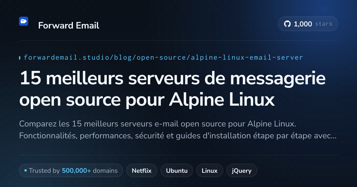 15 meilleurs serveurs de messagerie open source pour Alpine Linux 2026