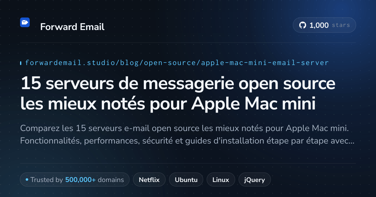 15 serveurs de messagerie open source les mieux notés pour Apple Mac mini 2026