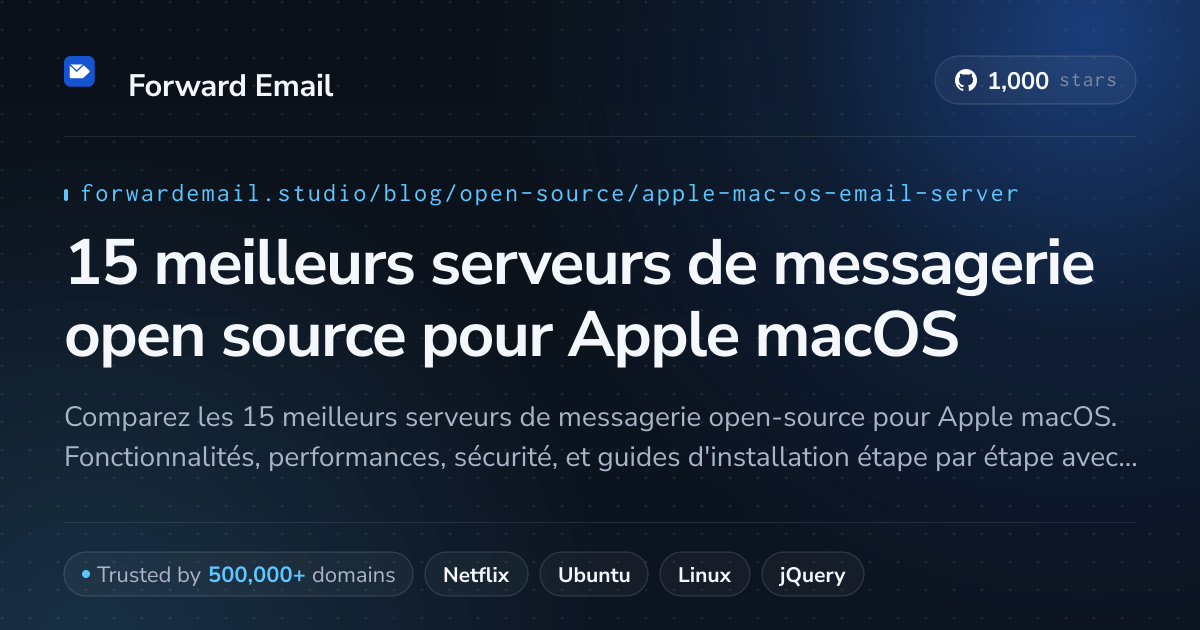 15 meilleurs serveurs de messagerie open source pour Apple macOS 2026