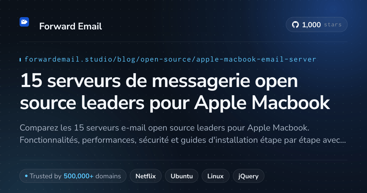 15 serveurs de messagerie open source leaders pour Apple Macbook 2026