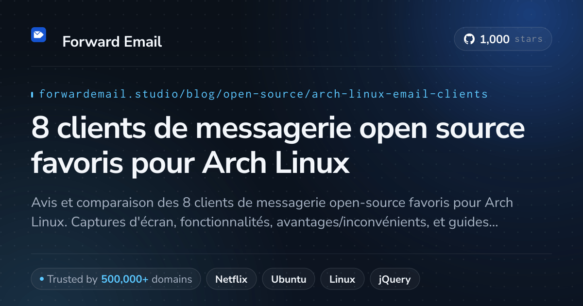 8 clients de messagerie open source favoris pour Arch Linux 2026
