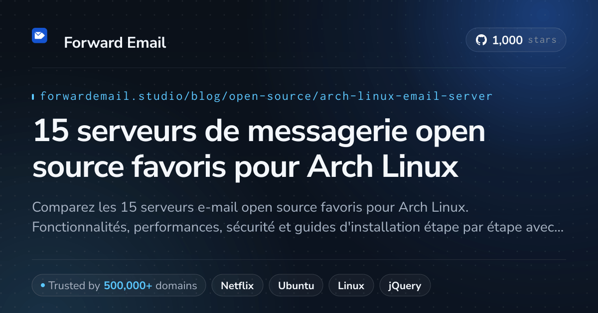 15 serveurs de messagerie open source favoris pour Arch Linux 2026