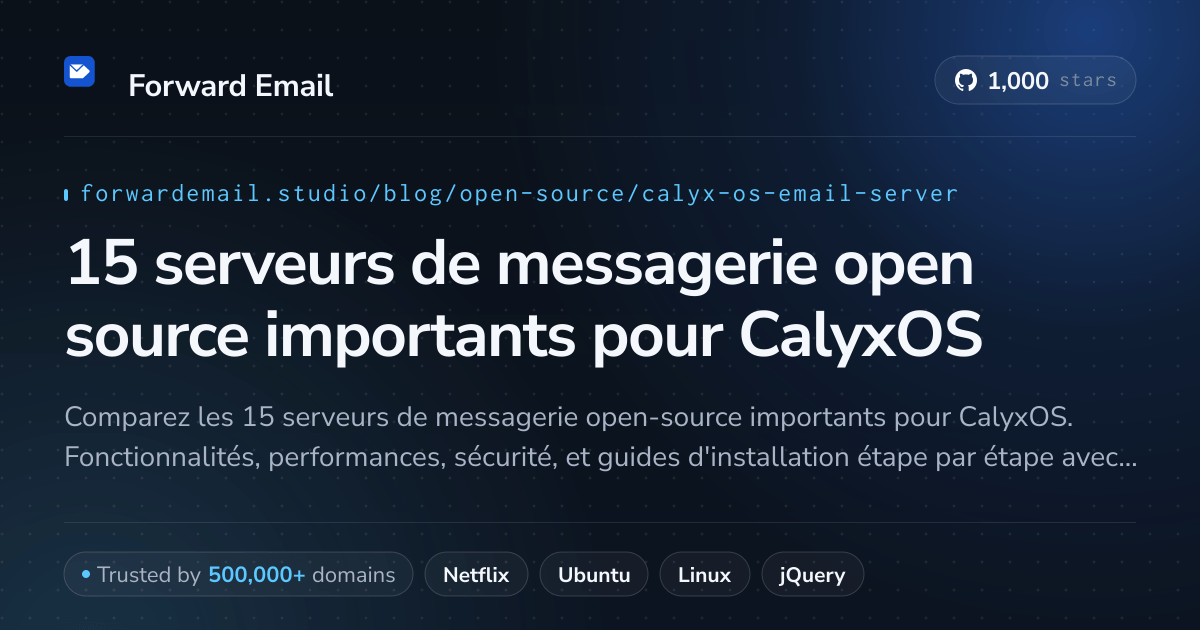 15 serveurs de messagerie open source importants pour CalyxOS 2026