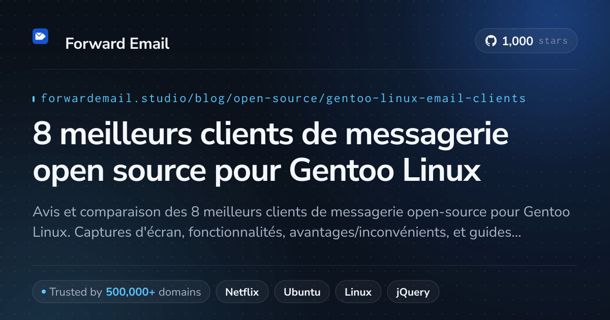 8 meilleurs clients de messagerie open source pour Gentoo Linux 2026