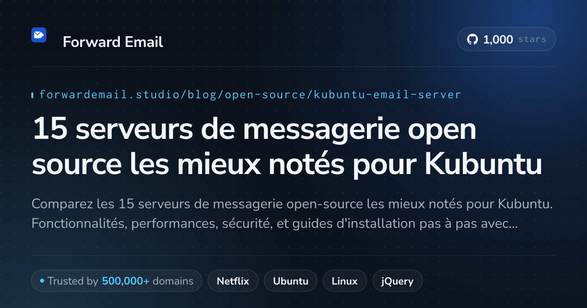 15 serveurs de messagerie open source les mieux notés pour Kubuntu 2026