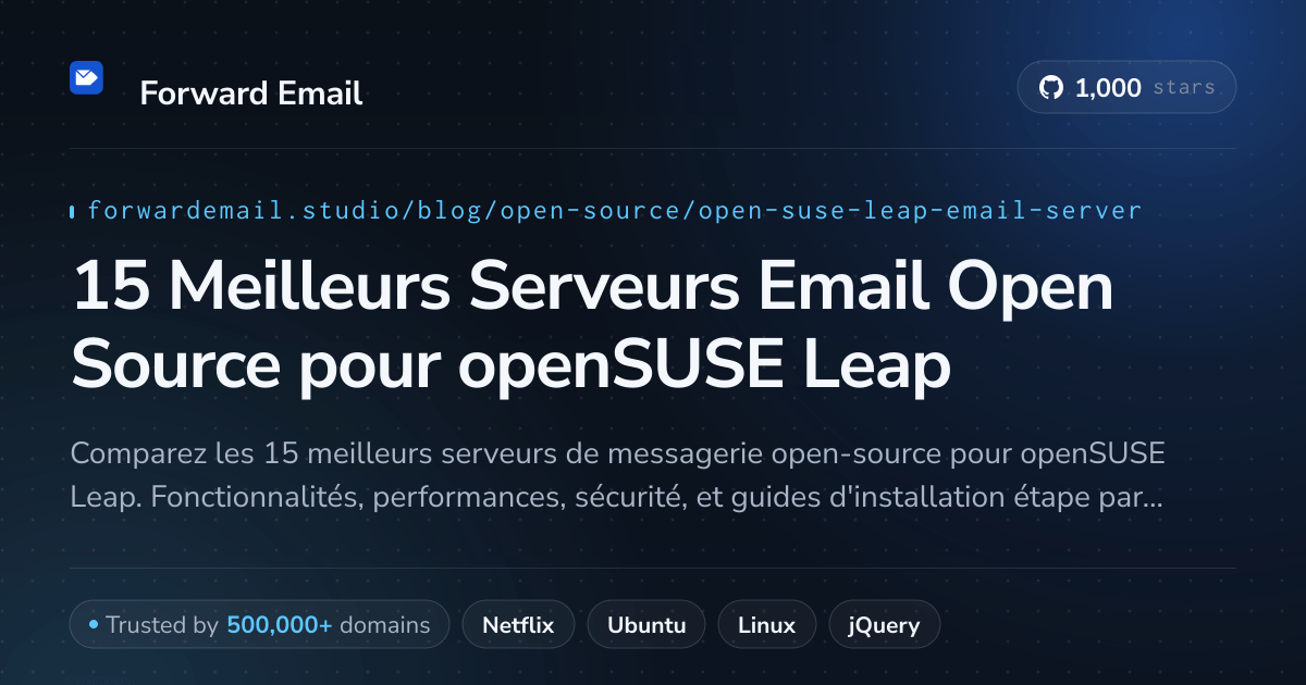 15 Meilleurs Serveurs Email Open Source pour openSUSE Leap 2026