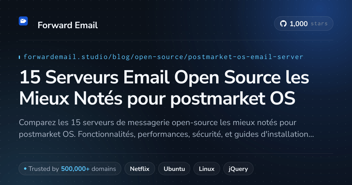 15 Serveurs Email Open Source les Mieux Notés pour postmarket OS 2026