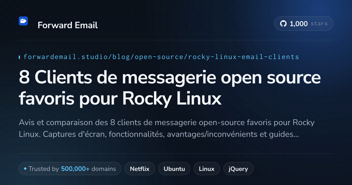 8 Clients de messagerie open source favoris pour Rocky Linux 2026