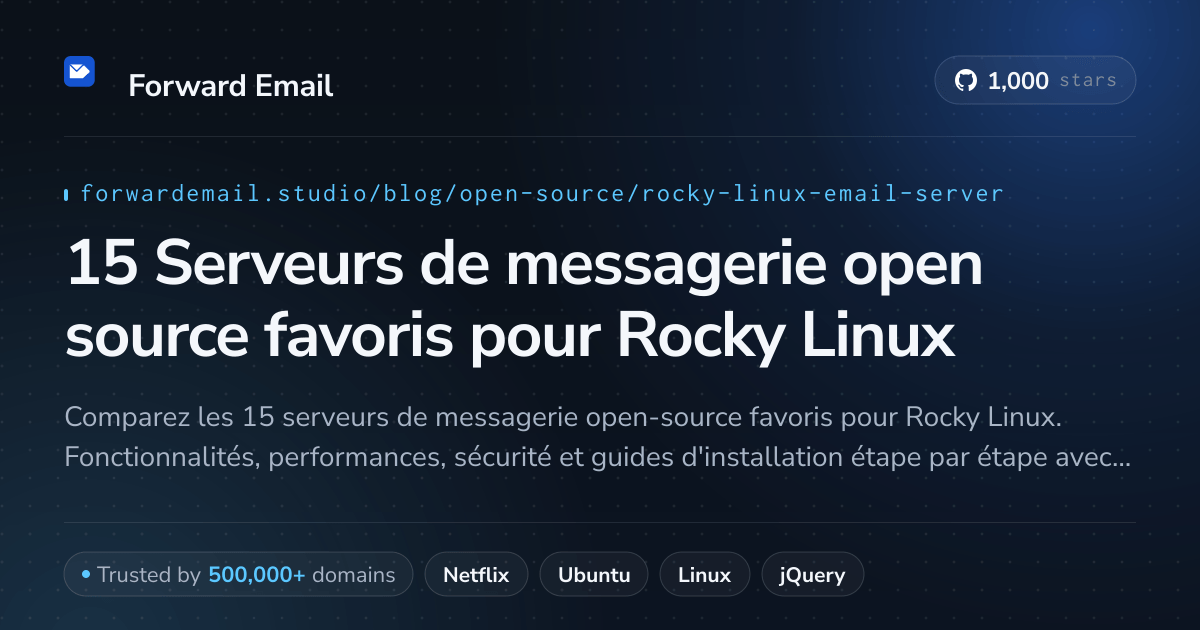 15 Serveurs de messagerie open source favoris pour Rocky Linux 2026