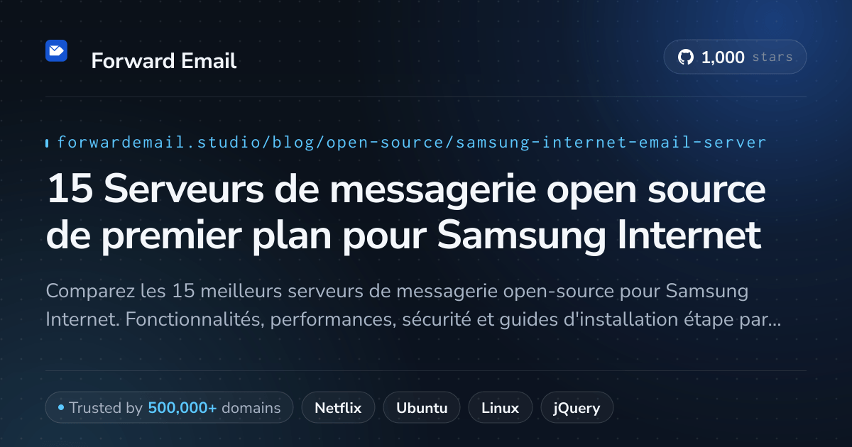15 Serveurs de messagerie open source de premier plan pour Samsung Internet 2026