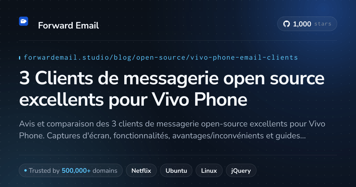3 Clients de messagerie open source excellents pour Vivo Phone 2026