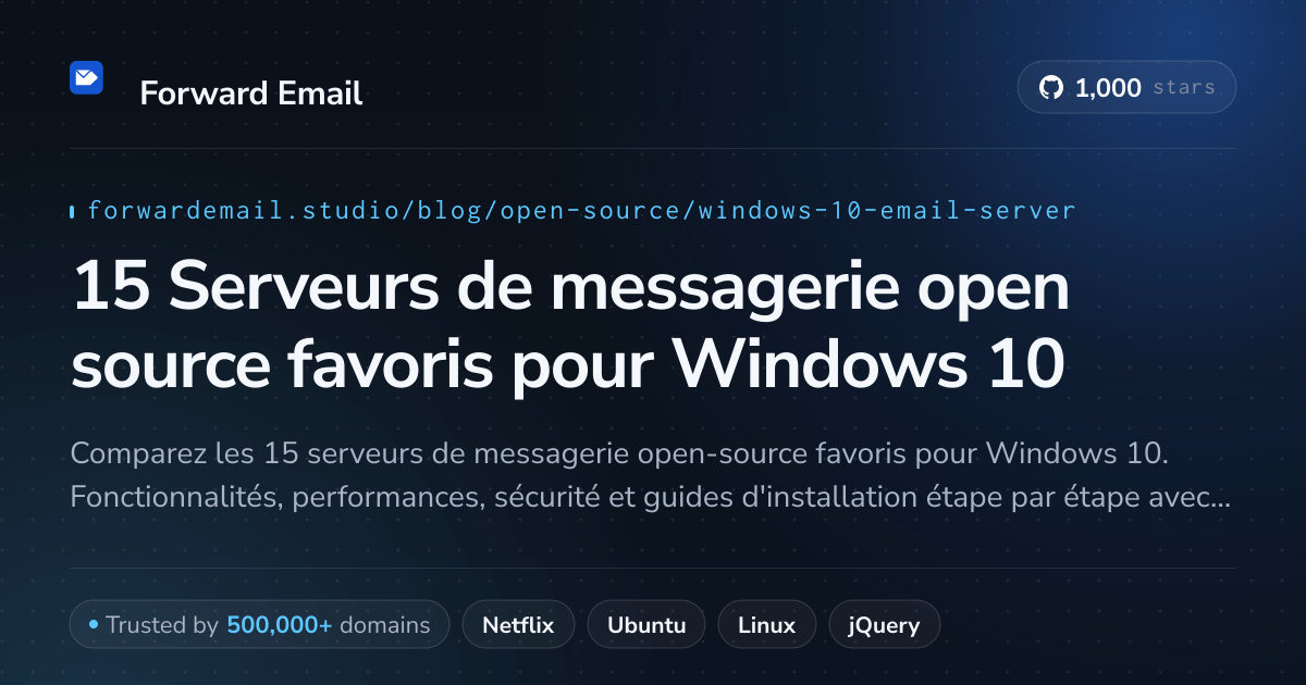 15 Serveurs de messagerie open source favoris pour Windows 10 2026