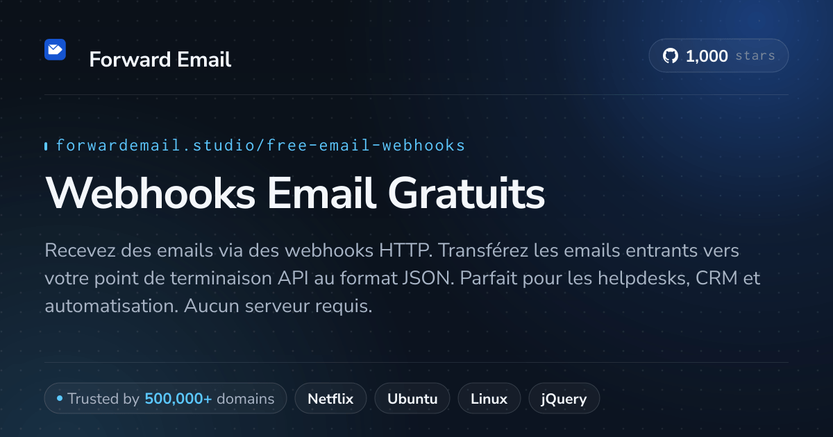 Webhooks Email Gratuits - Rappels HTTP pour Email Entrant 2026