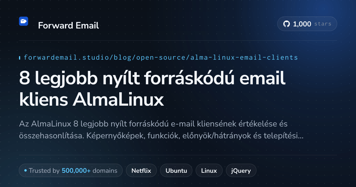 8 legjobb nyílt forráskódú email kliens AlmaLinux 2026