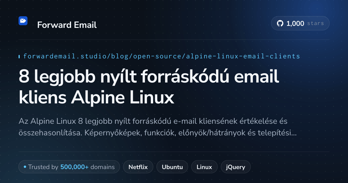 8 legjobb nyílt forráskódú email kliens Alpine Linux 2026