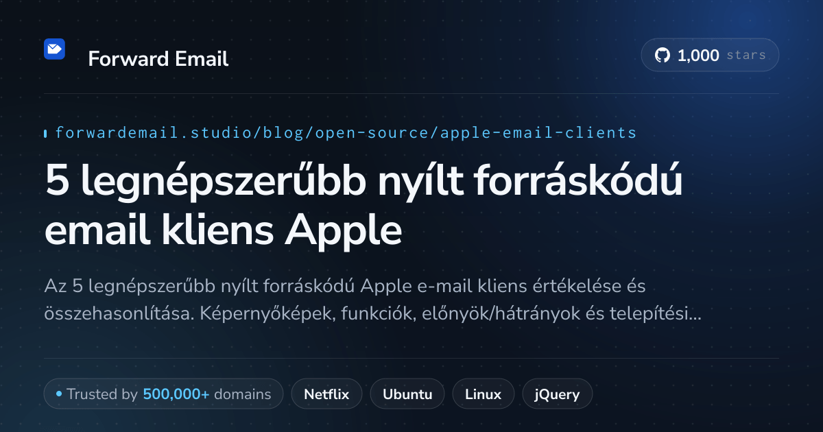 5 legnépszerűbb nyílt forráskódú email kliens Apple 2026