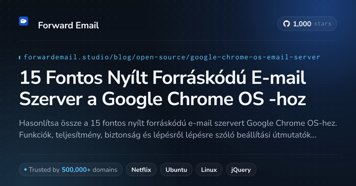 15 Fontos Nyílt Forráskódú E-mail Szerver a Google Chrome OS 2026-hoz