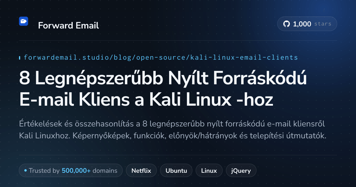8 Legnépszerűbb Nyílt Forráskódú E-mail Kliens a Kali Linux 2026-hoz